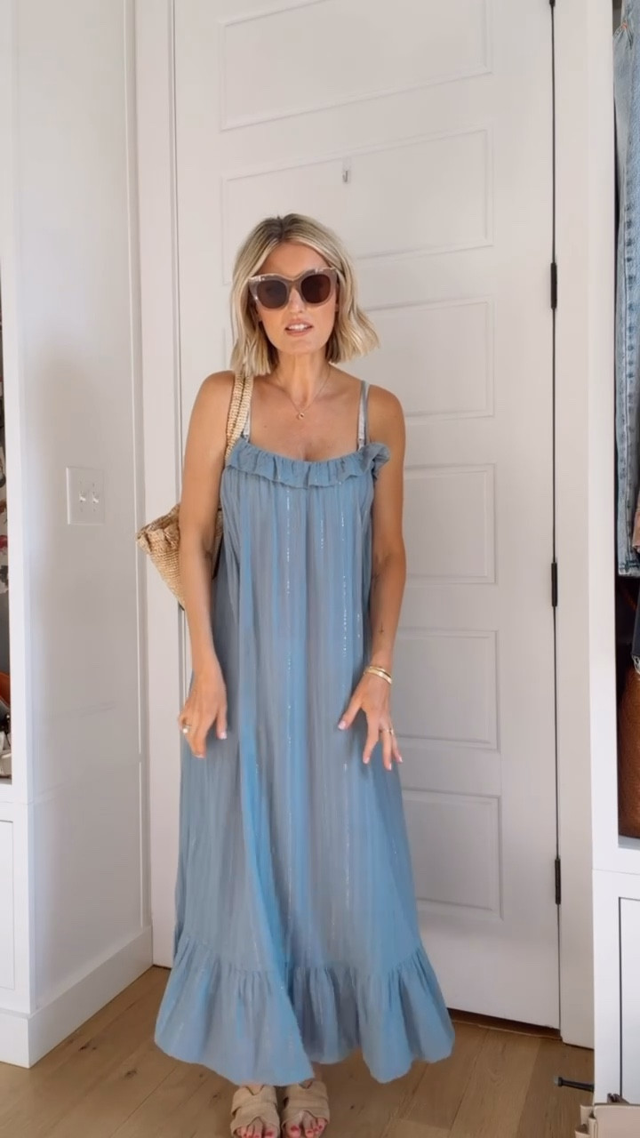 This blue dress is the perfect cover up! Super lightweight & flowy! It also has this metallic thread on it, which is really pretty! Wearing XS in this dress & it’s currently on major sale! 

Loverly Grey, J. Crew Dale, cover up, resort wear, vacation looks, swimsuit 

#LTKSaleAlert #LTKSwim