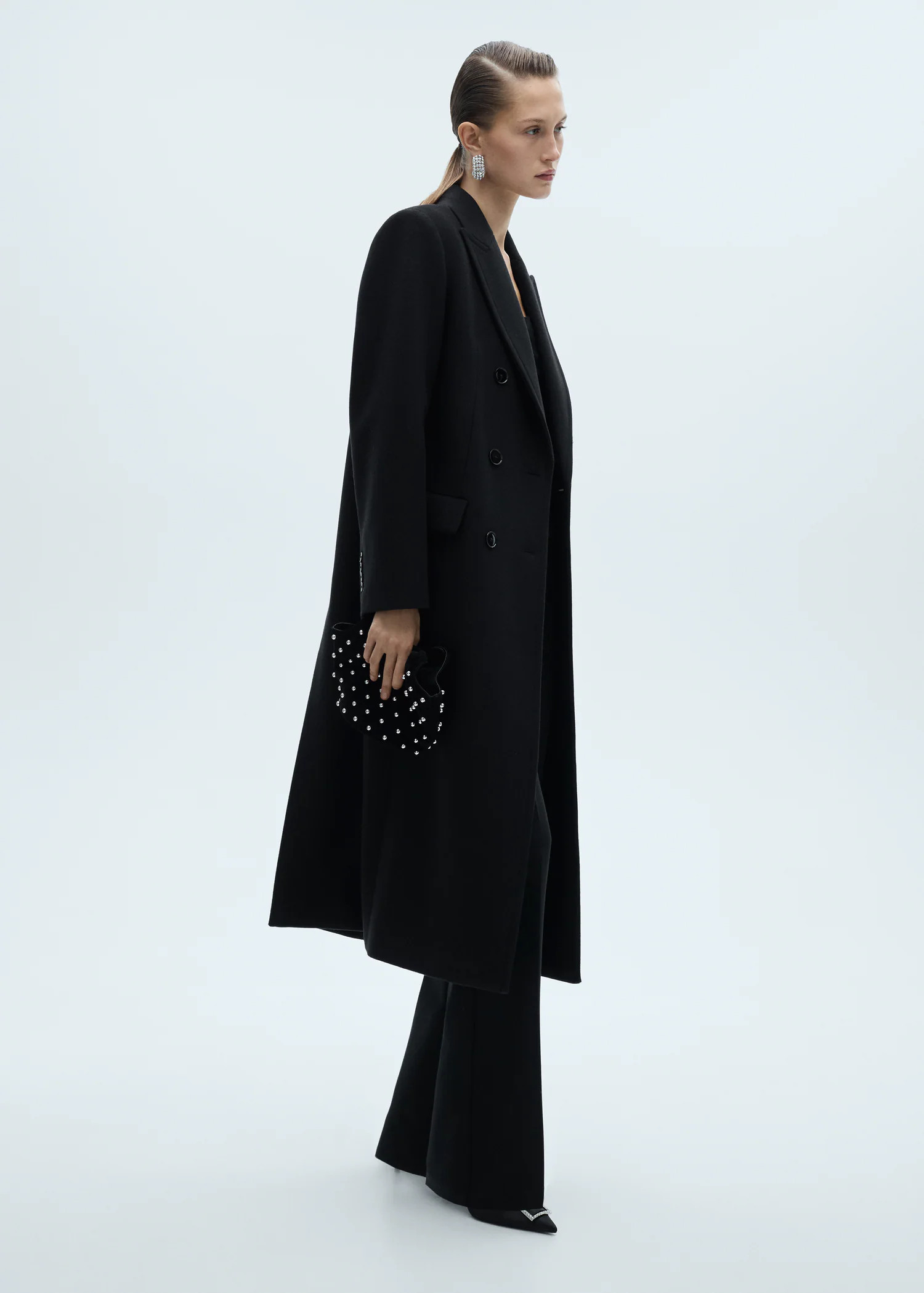 Double-breasted wool coat - Women | MANGO United Kingdom | MANGO (UK)