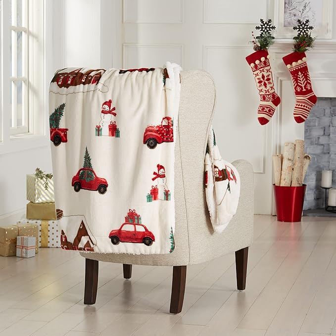 Decorative Holiday Throw Blanket. Super Soft Fleece Sherpa Holiday Throw Blanket. Esmay Collectio... | Amazon (US)