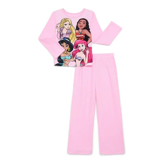 Disney Princess Girls Long Sleeve Top and Pants, 2-Piece Pajama Set, Sizes 4-12 | Walmart (US)
