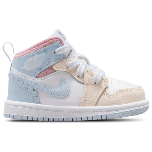 Girls Jordan Jordan 1 Mid SE Fem - Girls' Toddler Shoe Half Blue/Pale Ivory/White Size 08.0 | Kids Foot Locker (US)