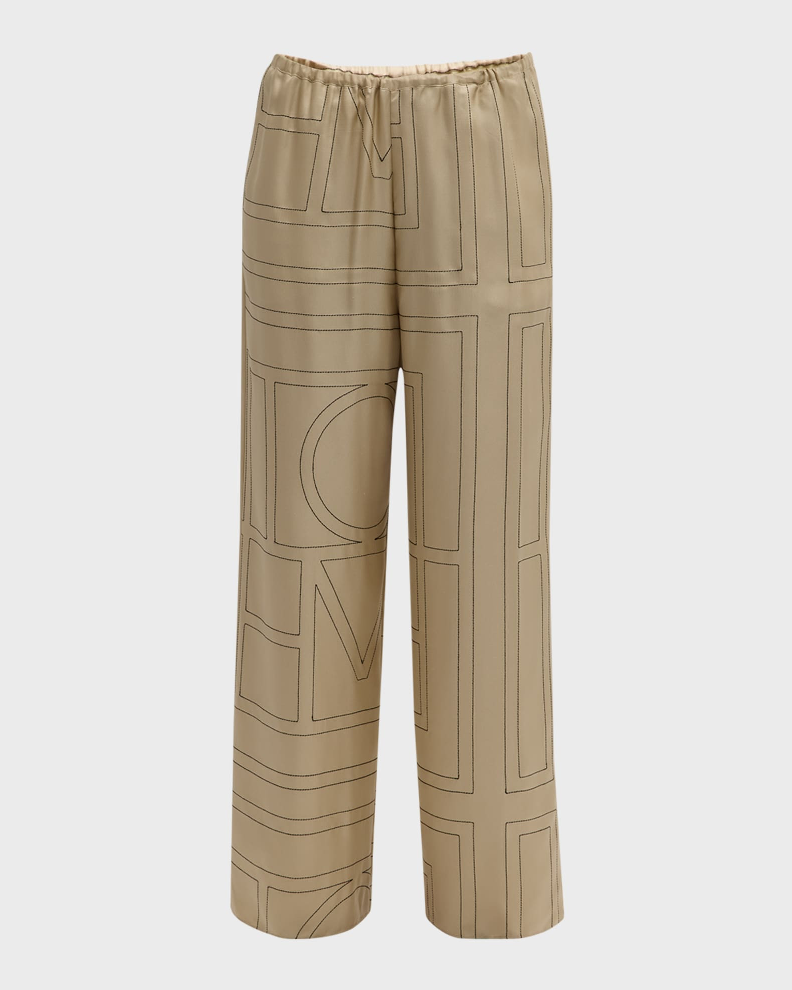 Monogram-Embroidered Silk Pajama Pants | Neiman Marcus