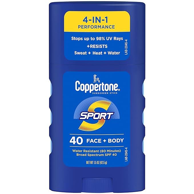 Coppertone SPORT Sunscreen Stick SPF 40, Water Resistant Stick Sunscreen, Travel Size Sunscreen f... | Amazon (US)