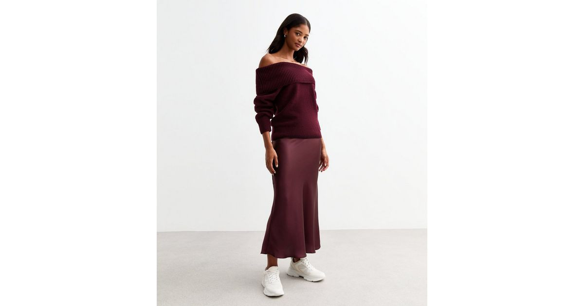 Burgundy Satin Midi Skirt
						
						Add to Saved Items
						Remove from Saved Items | New Look (UK)