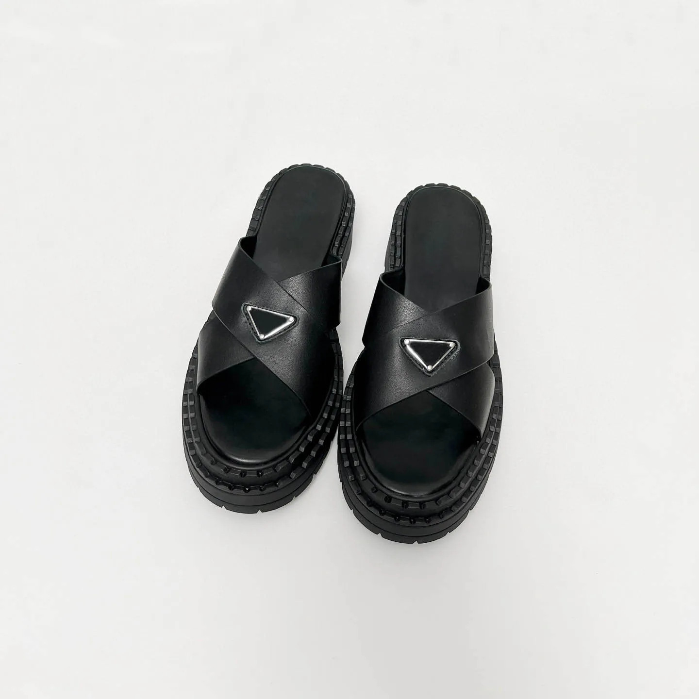 DHgate > Shoes & Accessories > Slippers > Women slipper Leather sandal Flats Black Women's ... | DHGate