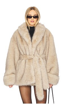 Lovers and Friends Margot Faux Fur Coat in Sand Neutral from Revolve.com | Revolve Clothing (Global)