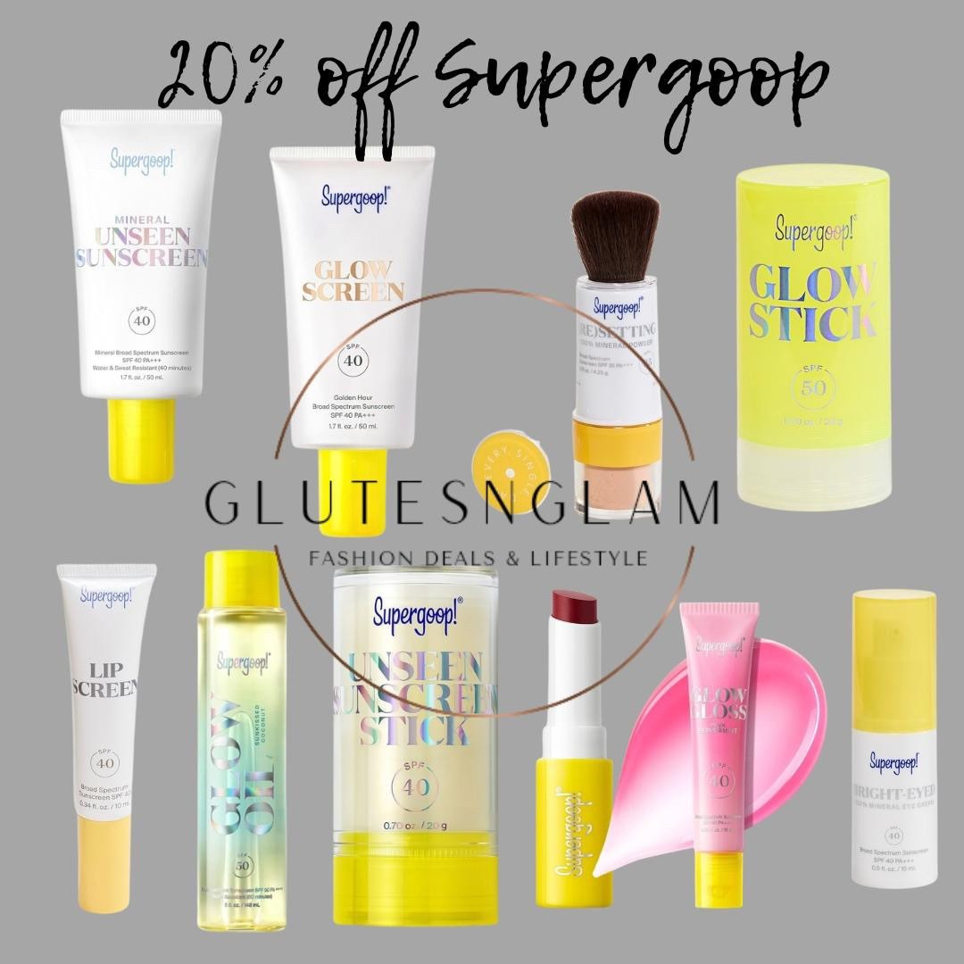 Supergoop sunscreen is on sale 20% off!! You can’t go wrong with any of these products I use the sunscreen daily!! I love the unseen sunscreen, the sunscreen touch up power and the SPF lipgloss.

#LTKSaleAlert #LTKBeauty #LTKgrwm