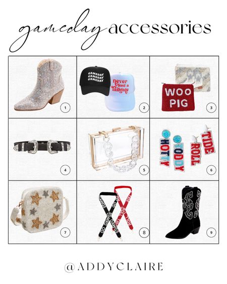 College Game-day Accessories!!

Found the cutest clear bags and accessories from Amazon!! Featuring rhinestone cowboy boots, gameday purse and purse strap, gameday earrings, SEC gameday outfit, gameday buttons, gameday trucker hats + more!! 

#footballoutfit #gamedayoutfit #gamedayaccessories #bamagameday #cowboybootsoutfit #tailgatepartyoutfit #clearbag

#LTKU #LTKunder50 #LTKstyletip