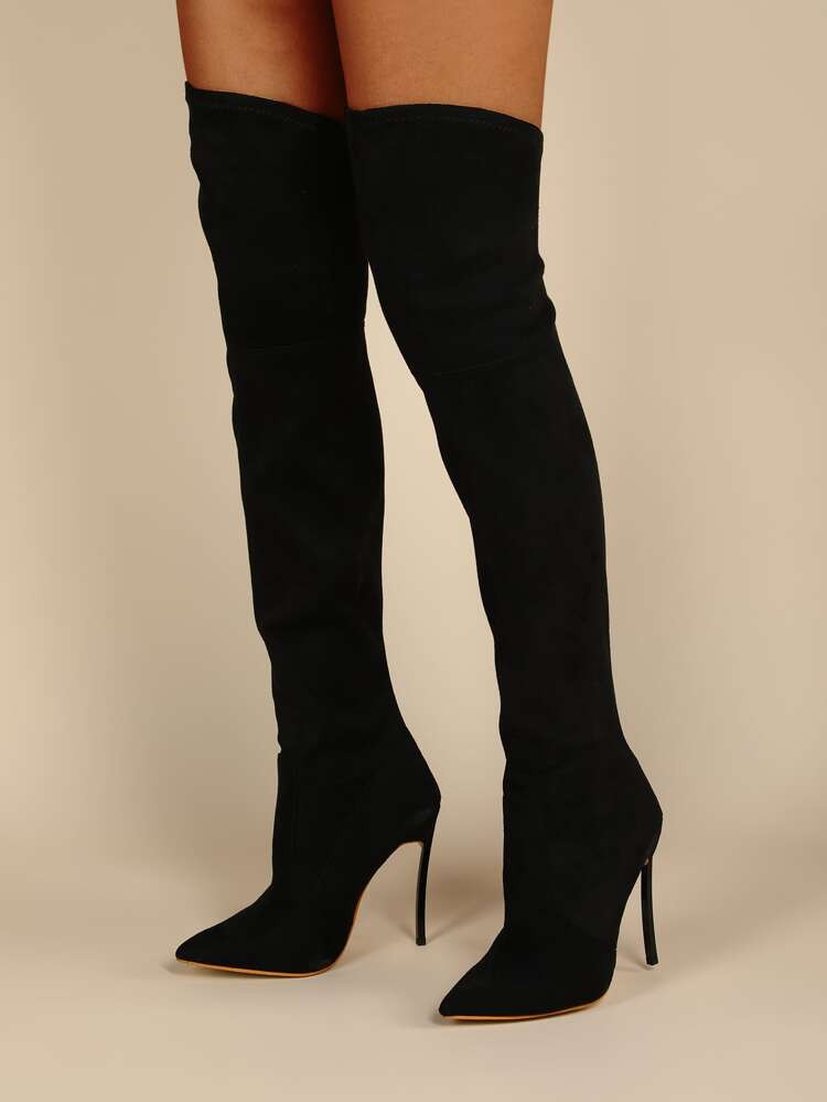 Stiletto Heeled Point Toe Suede Sock Boots | SHEIN