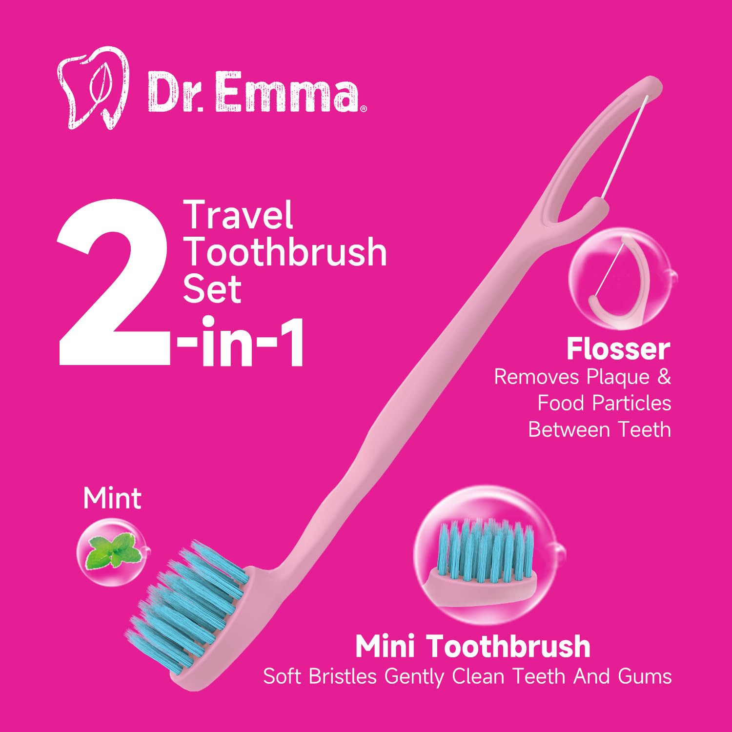 Mini Brush Disposable Toothbrushes with Floss, Travel Mint Toothbrush for On-The-Go Use, 24 Packs... | Amazon (US)
