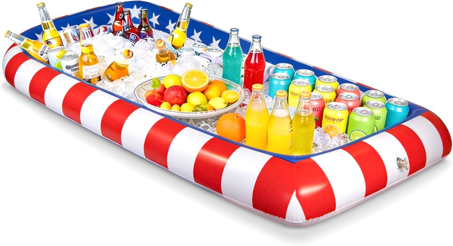 Novelty Place American Flag Inflatable Ice Serving Buffet Bar with Drain Plug - Stars and Stripes Patriotic Cooler Tray, Food & Drink Holder for 4th of July, Memorial Day, BBQ, Picnic (Pack of 1) | Amazon (US)