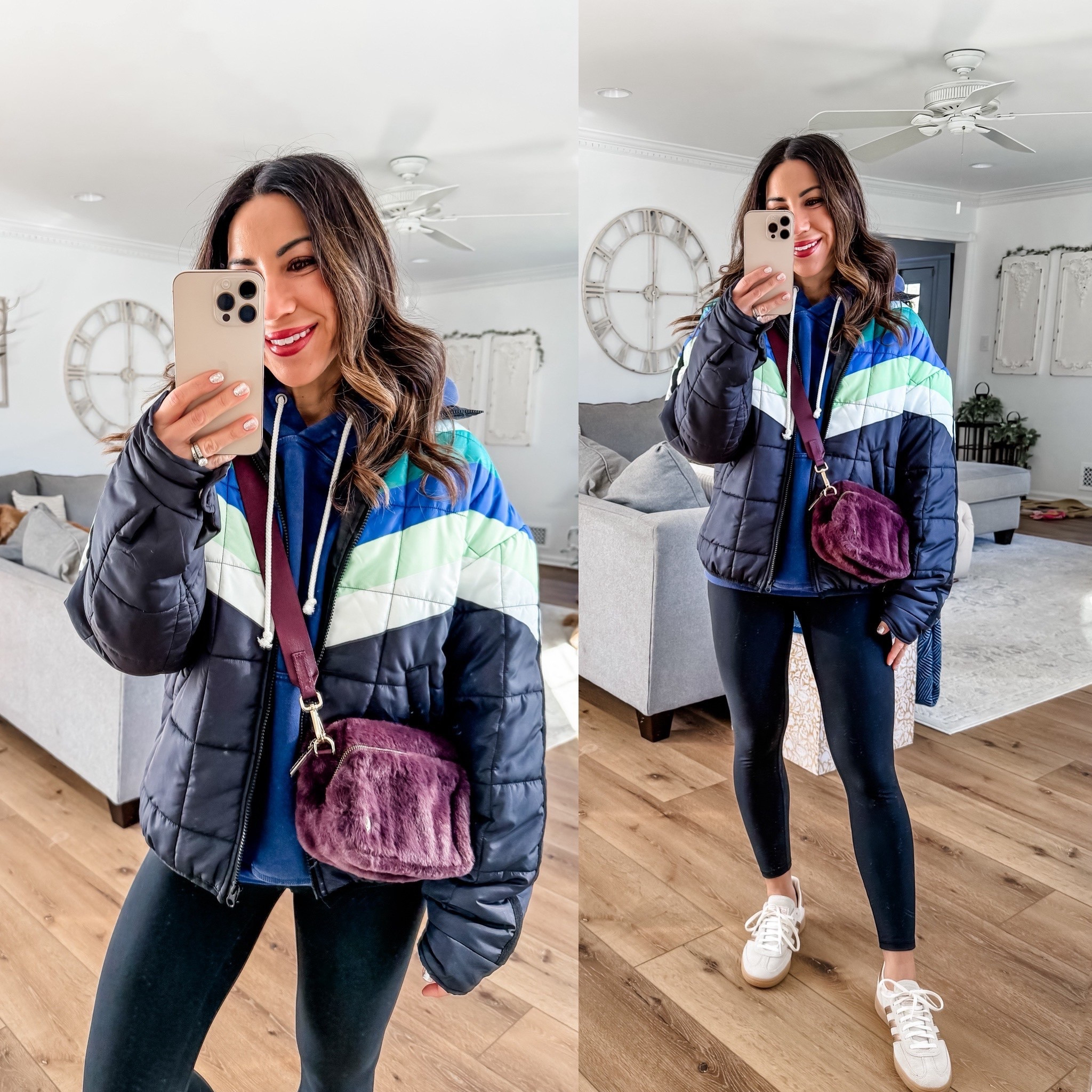 Small quilted jacket, XS hoodie, leggings small short, Crossbody bag, faux fur bag, sneaker size down

#LTKFindsUnder50 #LTKFindsUnder100 #LTKSaleAlert