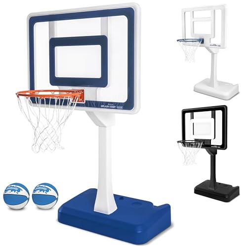 GoSports Splash Hoop Elite Pool Hoop Basketball Game with Water Weighted Base, Adjustable Height, Regulation Steel Rim and 2 Pool Basketballs - Blue | Amazon (US)