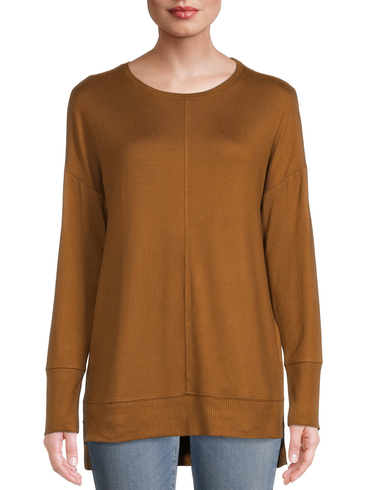 Time and Tru Women's Crewneck Hacci Knit Tunic | Walmart (US)