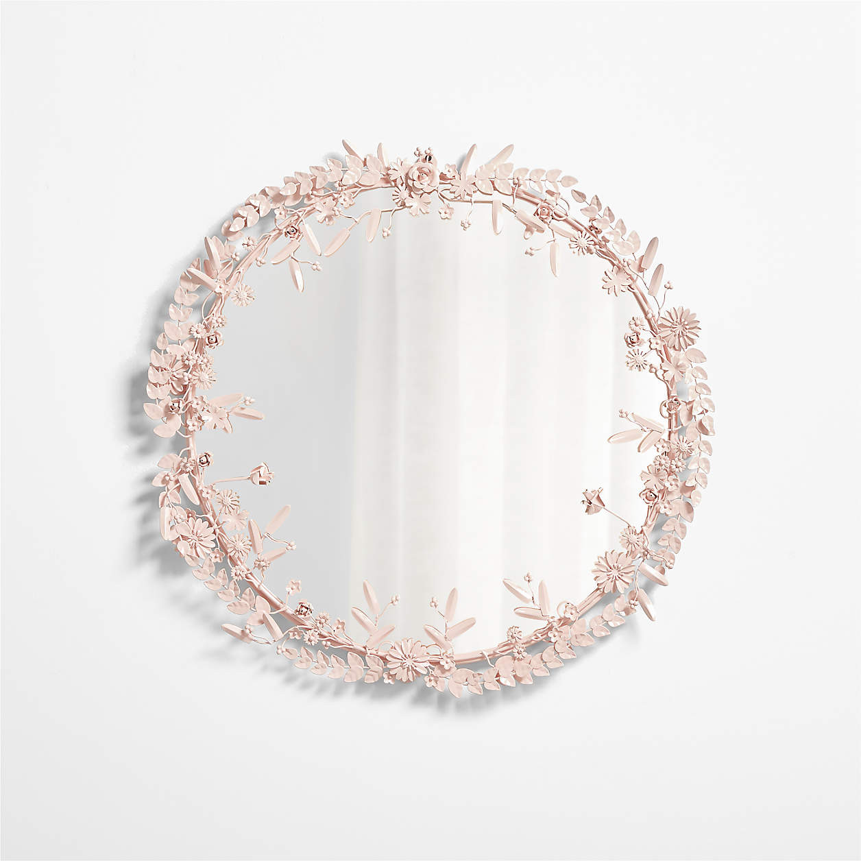 Flower Crown Pink Metal 30" Round Wall Mirror + Reviews | Crate & Kids | Crate & Barrel
