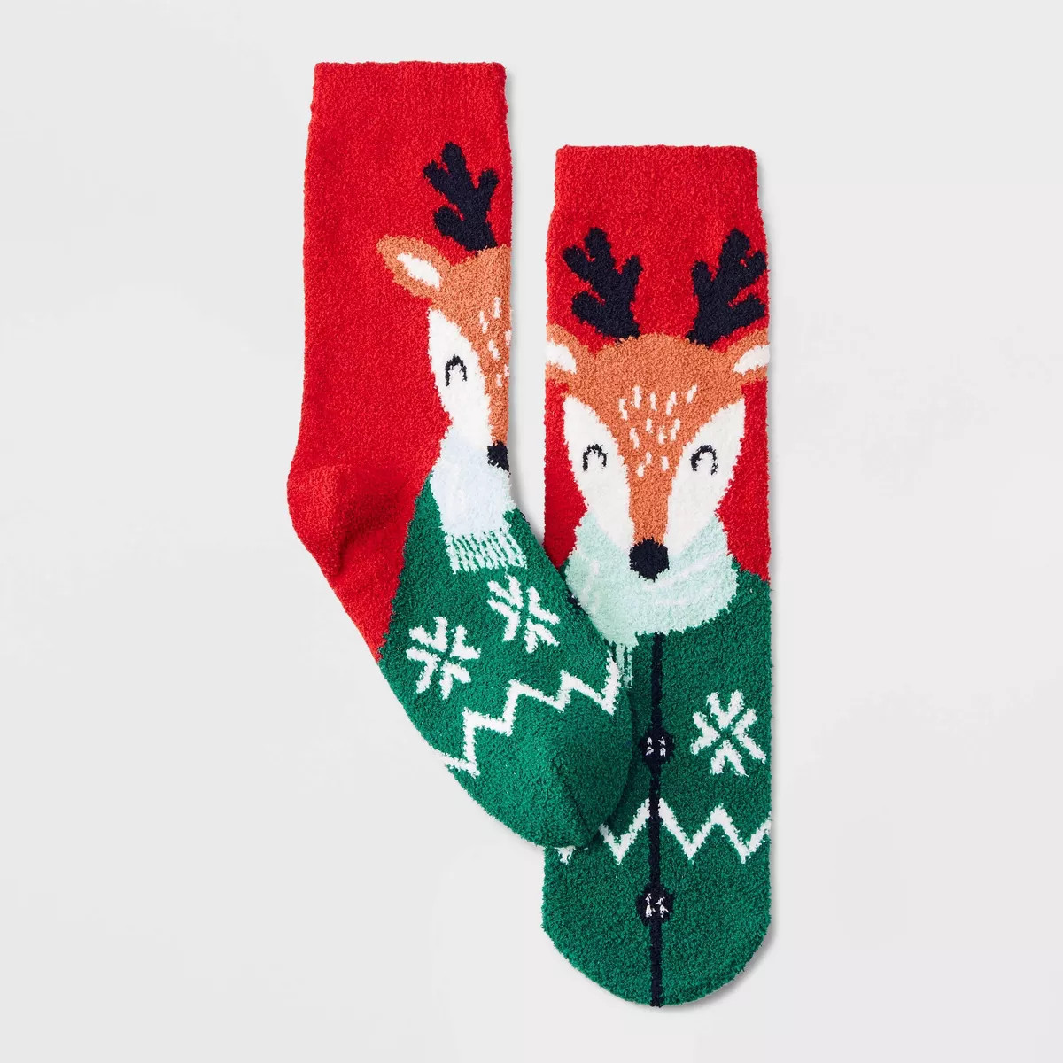 Women's Winter Reindeer Cozy Christmas Crew Socks with Gift Card Holder - Wondershop™ Red/Dark ... | Target