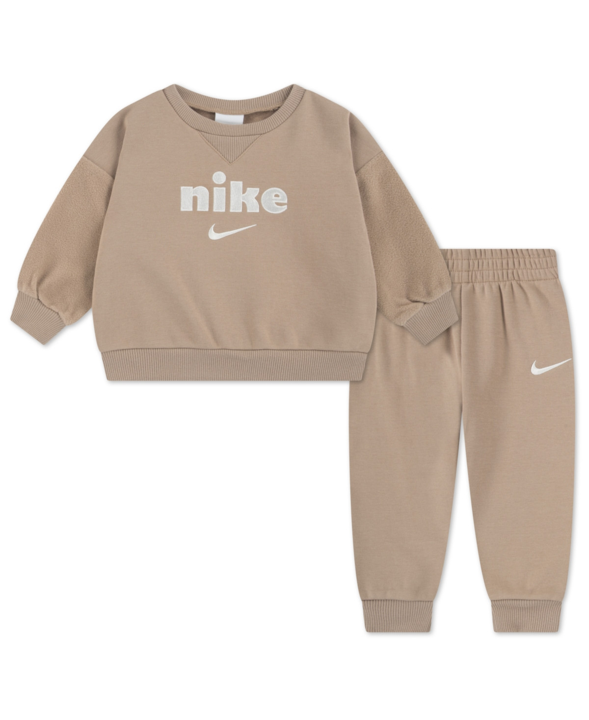 Nike Baby Boys Cozy Comfort Crewneck Sweatshirt and Pant, 2-Piece Set - Hemp | Macy's