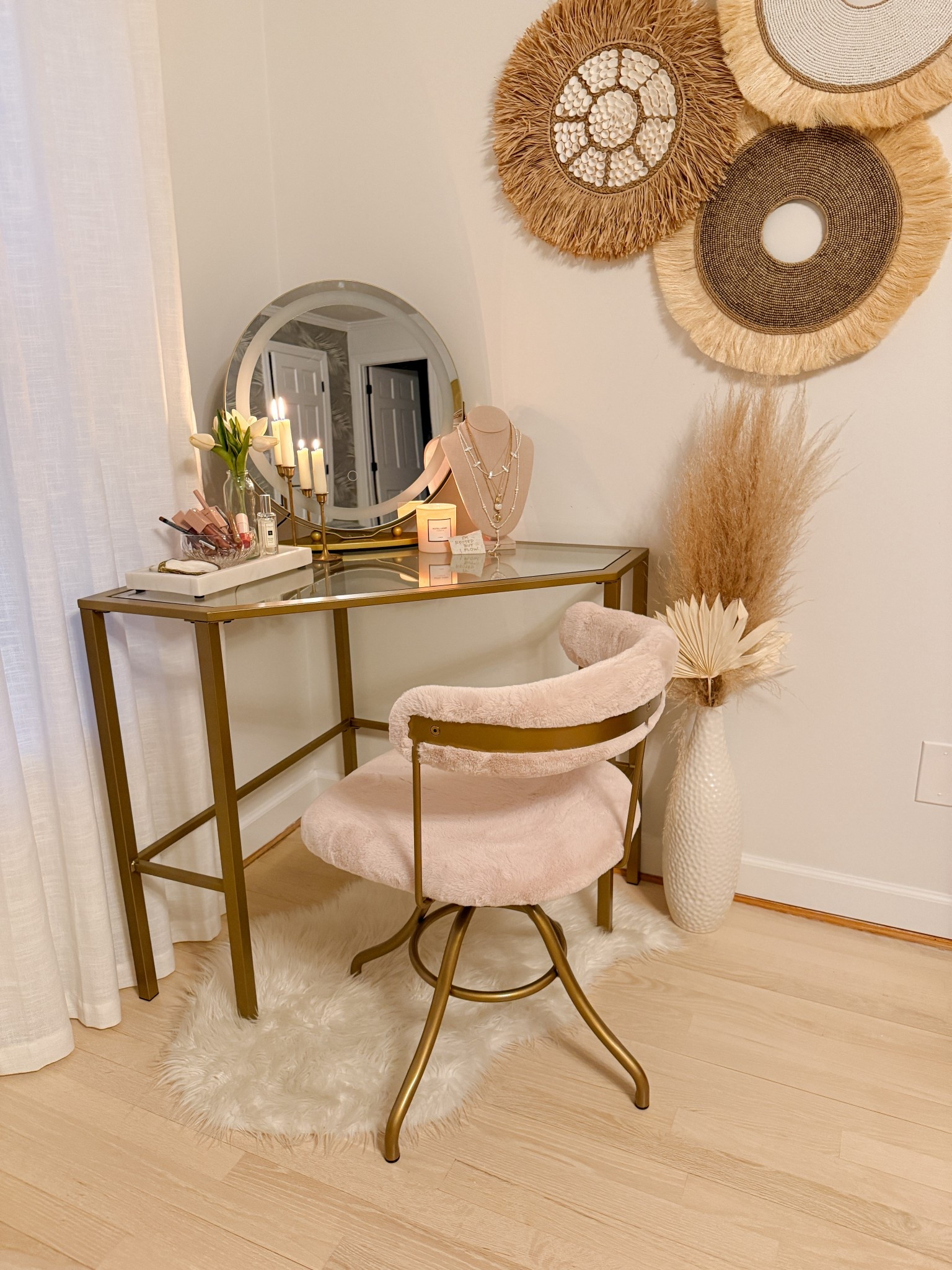 Nothing like @wayfair for a little redecorating and organizing! Love how this feminine desk turned out to be perfect for a vanity! #ad #NewYearNewYou #wayfair 