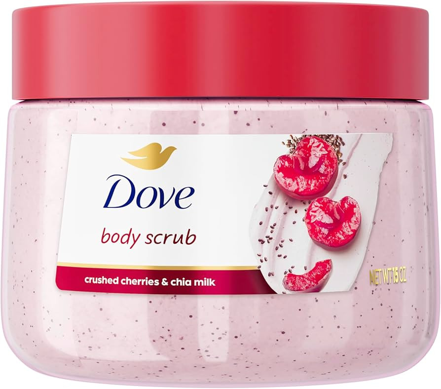 Dove Cherry & Chia Milk Body Scrub Exfoliates and Deeply Nourishes for Smooth, Radiant Skin 15 oz | Amazon (US)