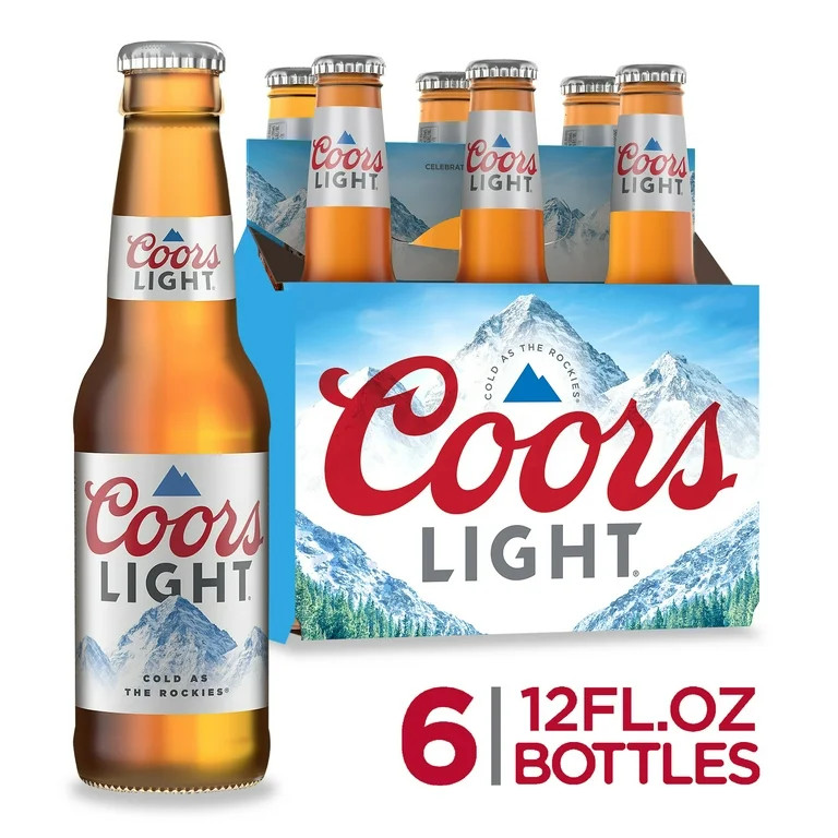 Coors Light Lager Beer, 6 Pack, 12 oz Glass Bottles, 4.2% ABV | Walmart (US)