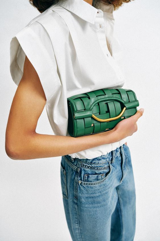 Zara - Woven Effect Bag - Green - One Size Only - Woman | Zara US