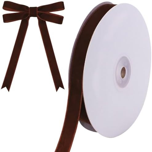 10 Yards Brown Velvet Ribbon for Christmas Tree,5/8 Inch Velvet Christmas Ribbon for Gift Wrappin... | Amazon (US)