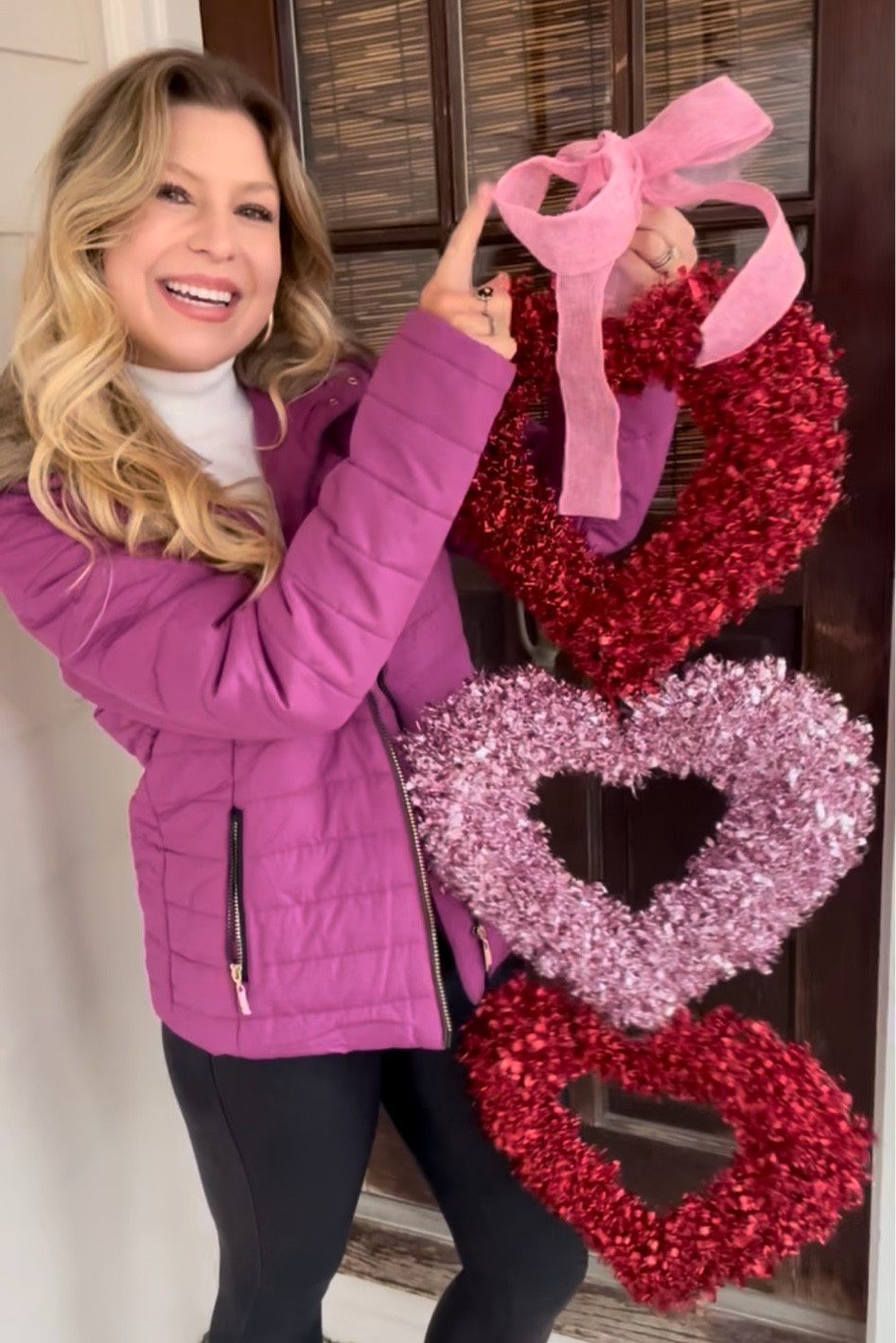 DIY VDAY DOOR HANGER 💗🤍❤️
Wearing smallest size in puffer jacket and quite roomy but warm! Color is so vibrant! 

#LTKhome #LTKSeasonal #LTKFind