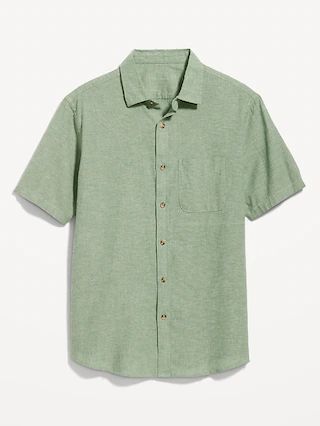 Regular-Fit Everyday Short-Sleeve Linen-Blend Shirt for Men | Old Navy (US)