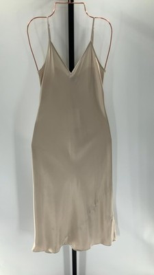 Quince Womens 100% Washable Silk Slip Dress Champagne Basic Sleeved XS | eBay US