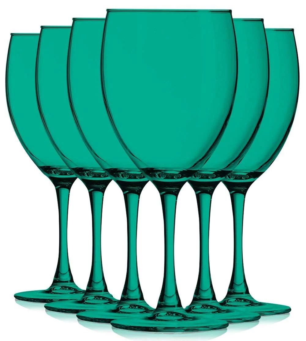 TableTop King 10 oz Wine Glasses, Stemmed Style, Nuance Full Accent, Emerald Green, Set of 6 | Walmart (US)