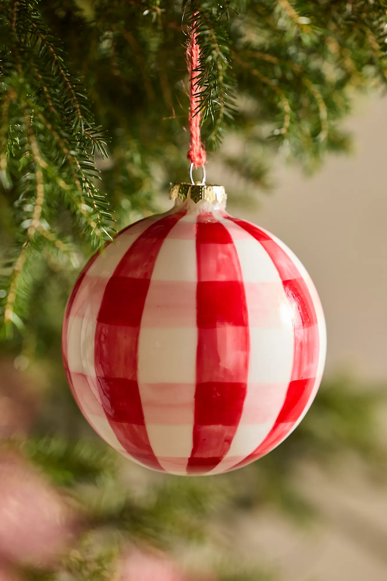 Gingham Glass Globe Ornament | Anthropologie (US)