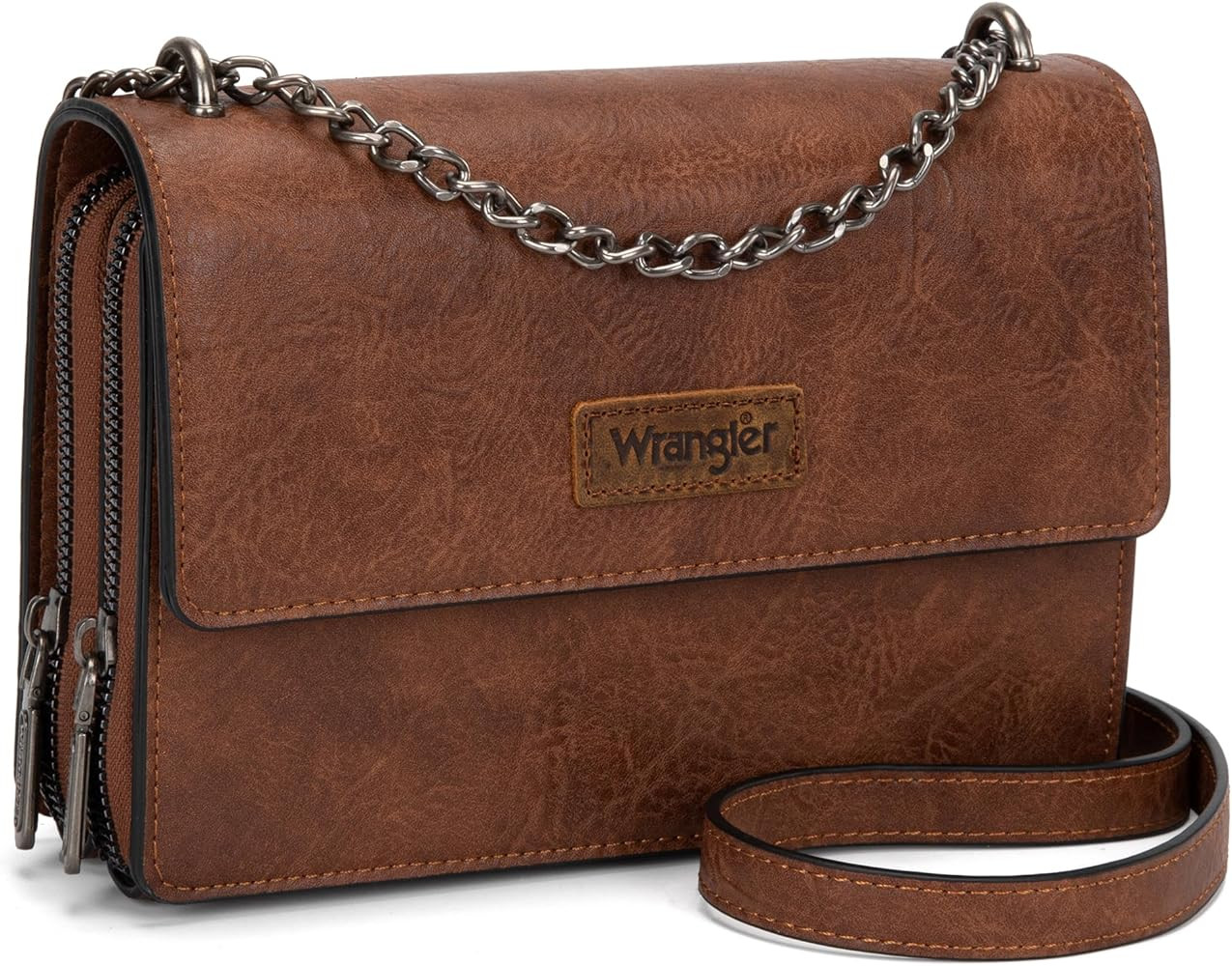 Wrangler Flap Crossbody Purse for Women Shoulder Bag Vintage Wallets with Chain Strap | Amazon (US)