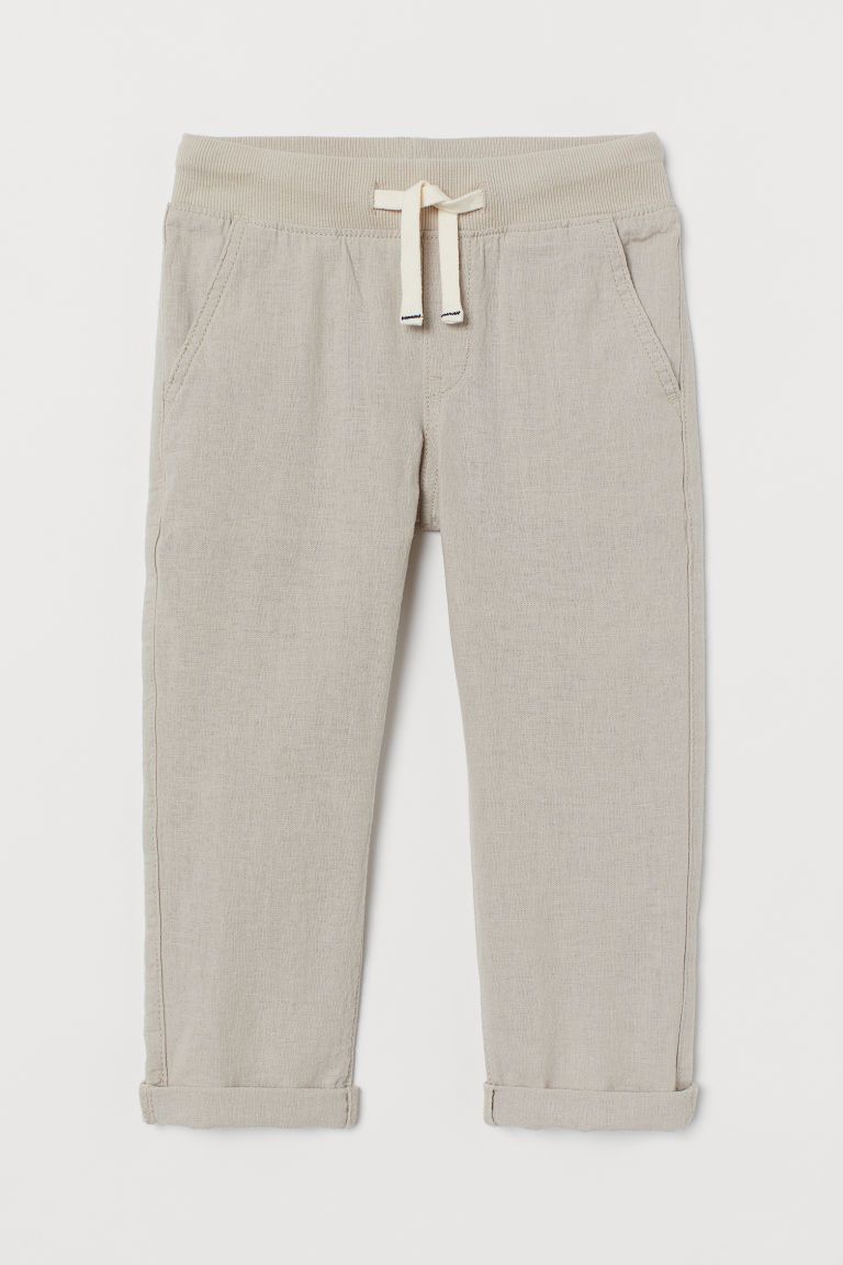 H & M - Linen-blend Pull-on Chinos - Brown | H&M (US + CA)