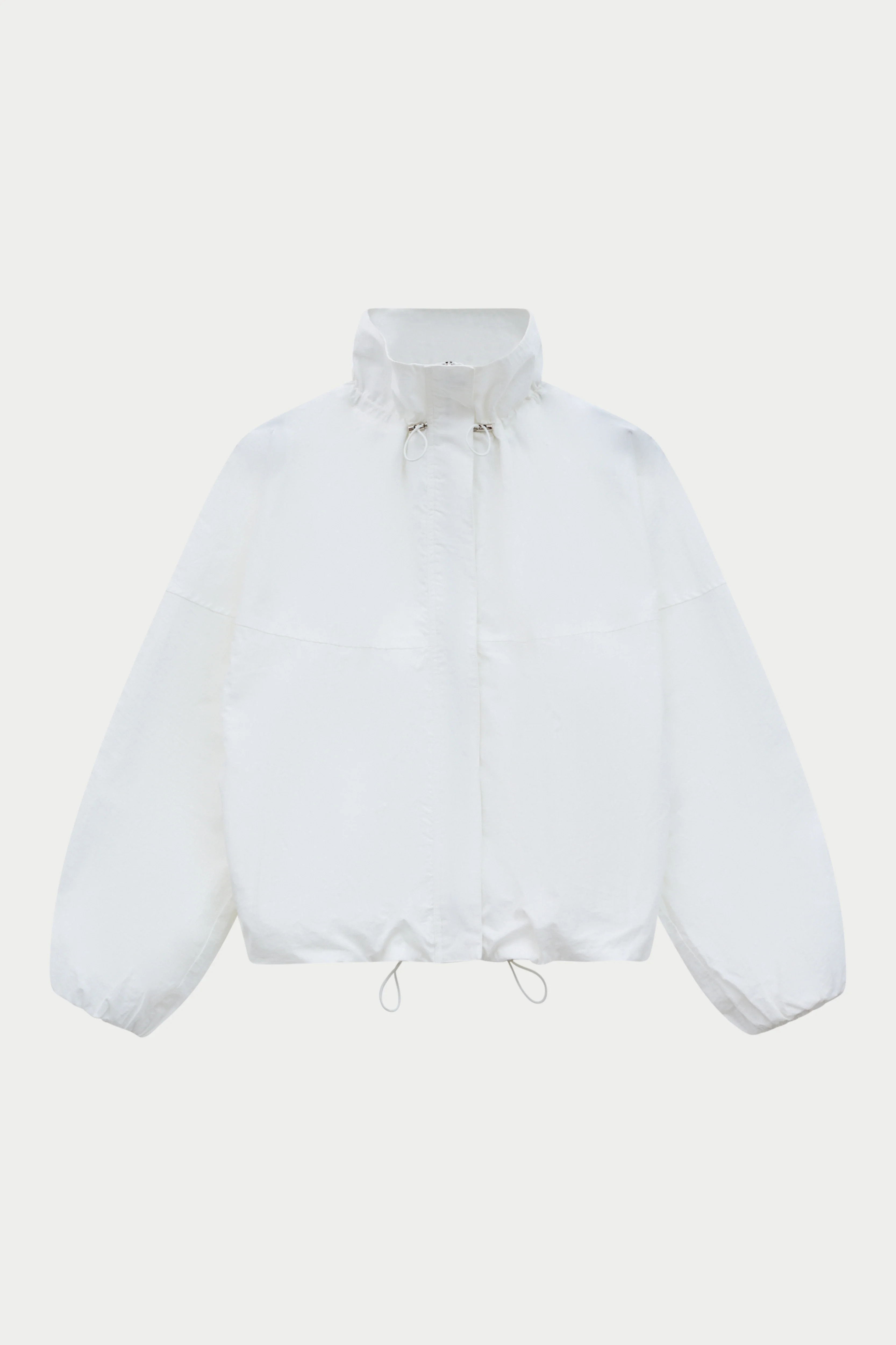 Funnel Neck Track Jacket - White | The Couture Club