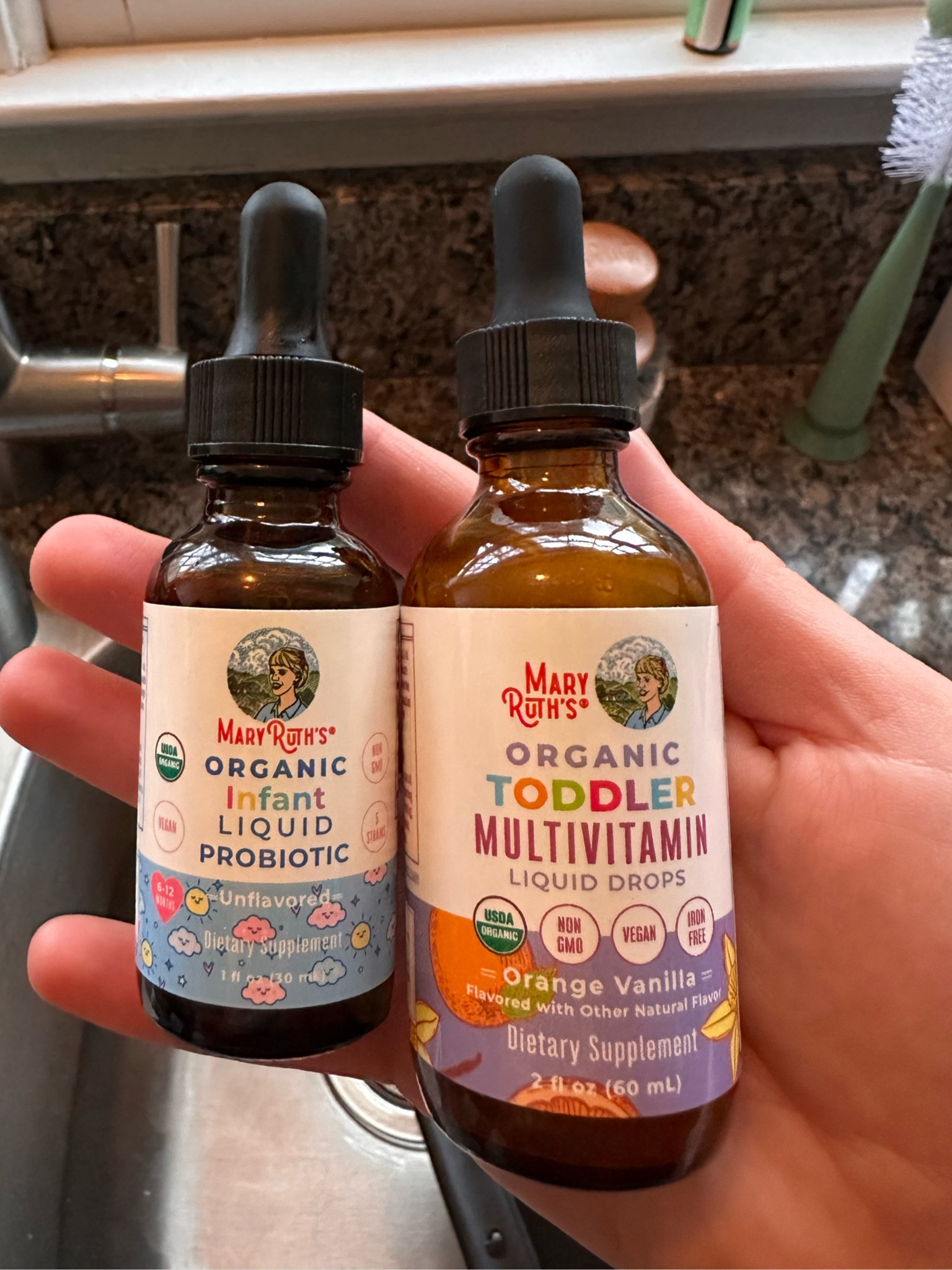 Mary Ruth’s is a staple in our house - one for my toddler to supplement daily vitamins especially during sick season. And the other for my little lady - babies born via c-section should take a probiotic supplement!