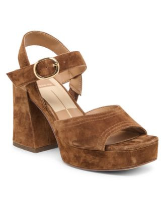Dolce Vita Women's Fatima Two-Piece Platform Block Heel Dress Sandals - Cocoa Suede | Macy's