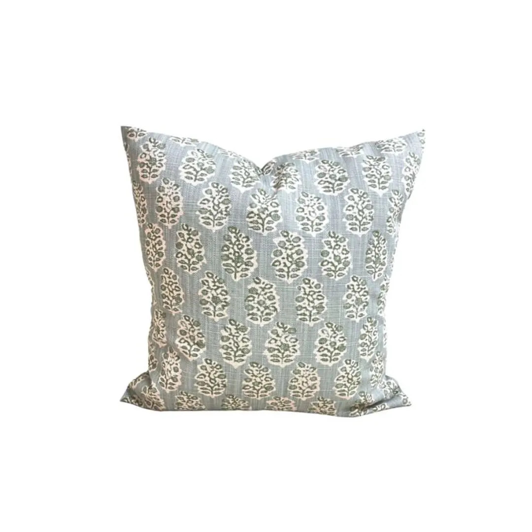 Green Pillow COVERS. Blue Green Throw Pillow Covers, Block Print Pillow Covers for 16x16, 20x20, ... | Etsy (US)