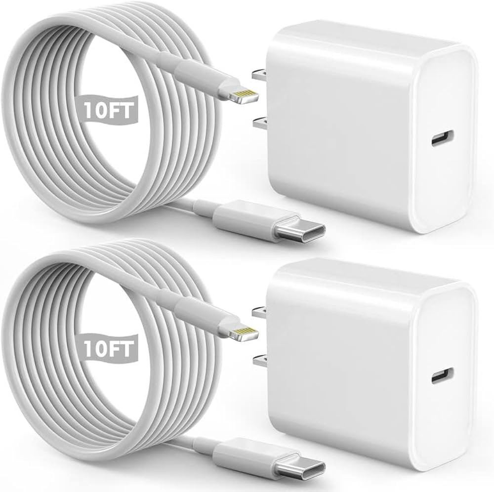 Fast iPhone Charger, Quick 10Foot USBC Wall Charger【Apple MFi Certified】2Pack 20W PD USB C Fa... | Amazon (US)