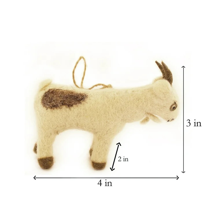 De Kulture Works Wool Felt Goat Hanging Eco Friendly Needle Felted Christmas Xmas Tree Decoration | Walmart (US)
