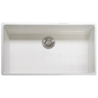 Farmhouse/Apron-Front Fireclay 36 in. x 20 in. Single Bowl Kitchen Sink in White | The Home Depot