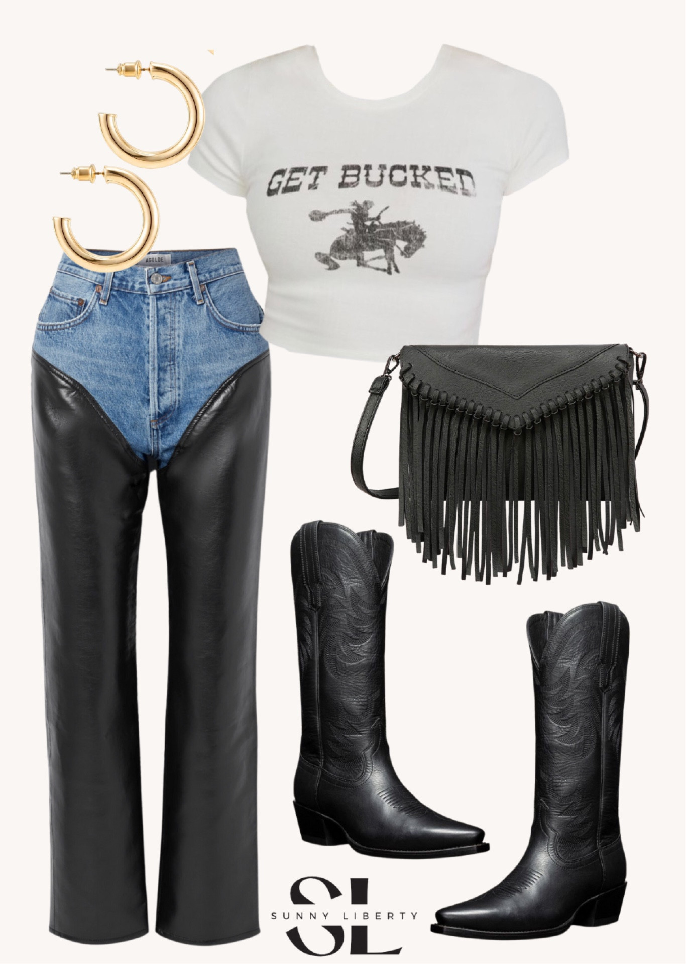 These Agolde Harley leather chap jeans are selling out everywhere! I linked at as many places as I could find them in different sizes.


western | cowgirl | concert outfit | festival | morgan wallen | zach bryan | stagecoach | tyler childers | lainey wilson | country concert | music festival | nashville | cowboy boots | jumpsuit | denim outfit | boho | western aesthetic | cowboy hat

#LTKstyletip #LTKshoecrush #LTKitbag