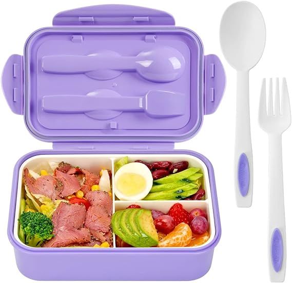 Bento Boxes for Adults - 1100 ML Bento Lunch Box Container For Kids With Spoon & Fork - Durable P... | Amazon (US)