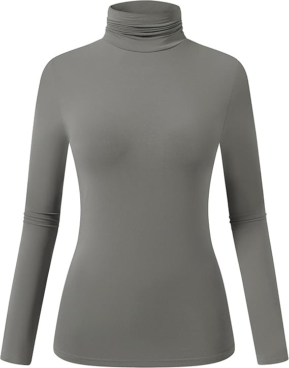 OThread & Co. Women's Long Sleeve Turtleneck T-Shirt Basic Stretch Layer Comfy High Neck Top | Amazon (US)