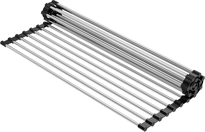 NEZUIBAN Dish Drying Rack with Roll Up and Over Sink for Kitchen,17.2"x15.7",Black | Amazon (US)