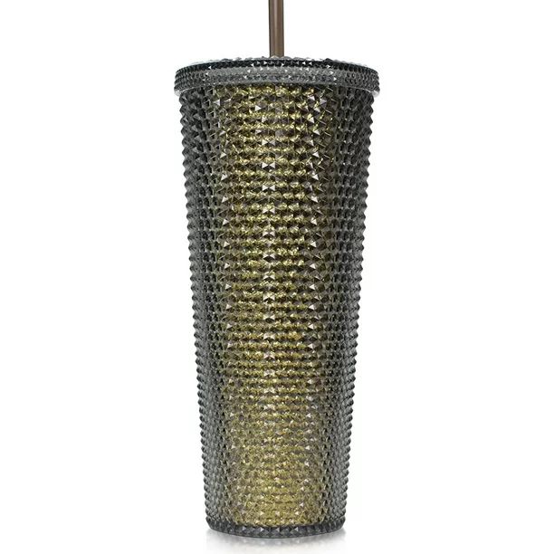 Studded Cup Tumbler Straw Lid -Tutuviw Plastic Double Walled Cup for iced Coffee, Water, Slush or... | Walmart (US)