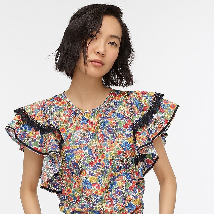 Flutter-sleeve top in Liberty® Margaret Annie floral print | J.Crew US