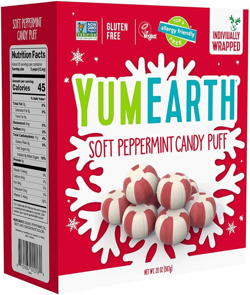 YumEarth Holiday Peppermint Puff Box 20oz | Amazon (US)