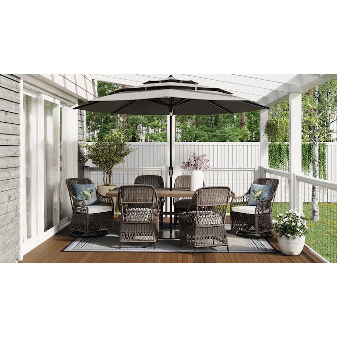 Shop allen + roth Maitland 7-Piece Patio Dining Set with Cream Cushions at Lowes.com | Lowe's
