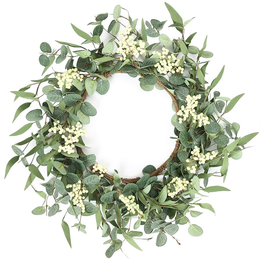 Pinkpum 20'' Eucalyptus Wreath for Front Door, Porch, Window - Green Decor for Home, Farmhouse - ... | Amazon (US)
