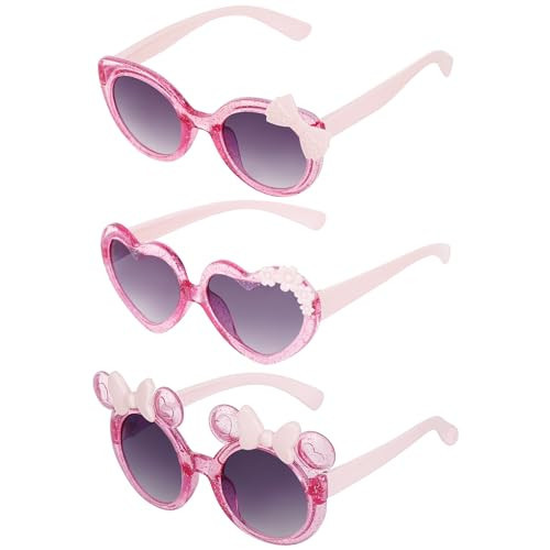 obmwang 3 Pairs Cute Kids Sunglasses Multiple Shaped Glasse for Toddler Girls Age 3-12 Outdoor Beach Eyewear, UV400 Protection | Amazon (US)